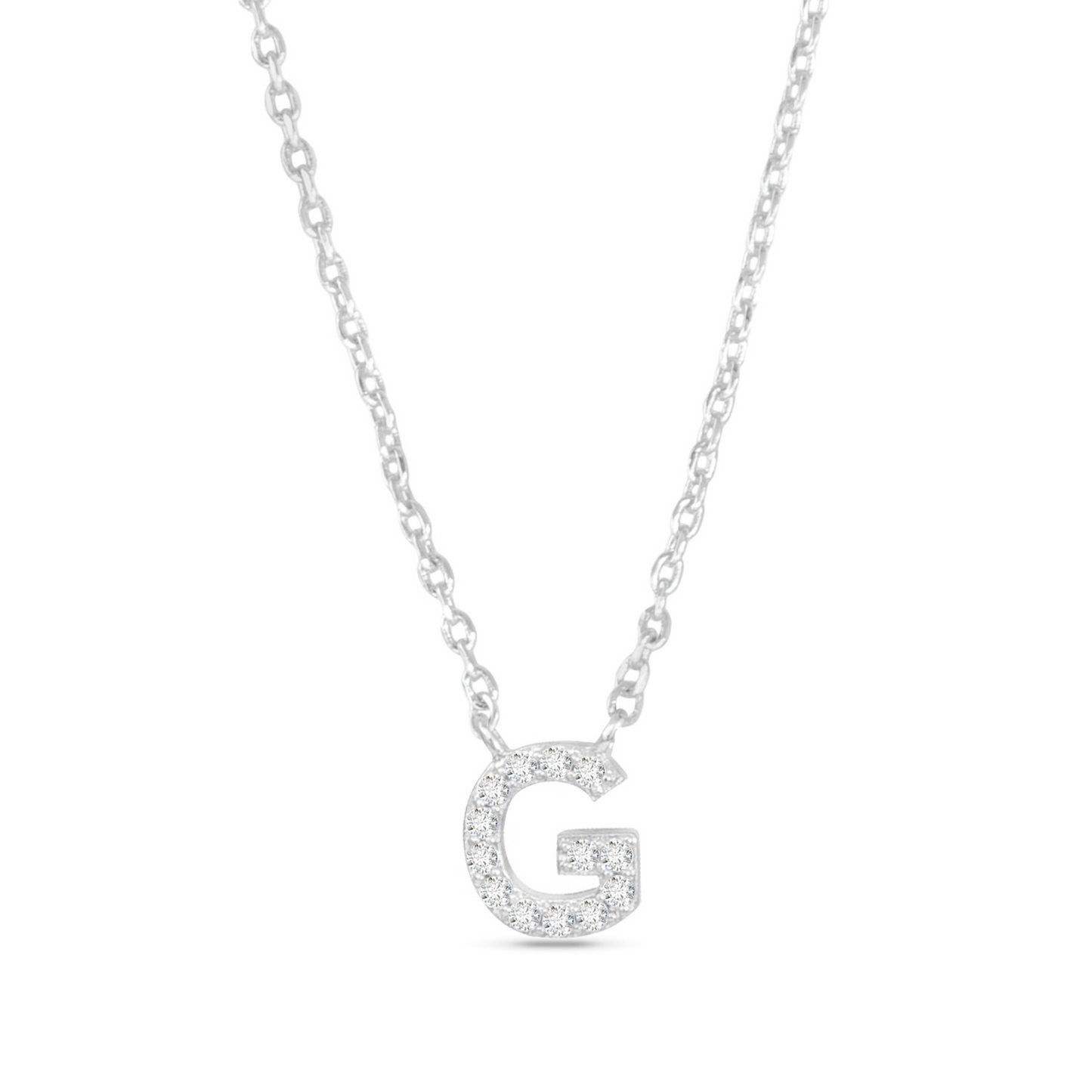 Silver CZ initial necklace (G)