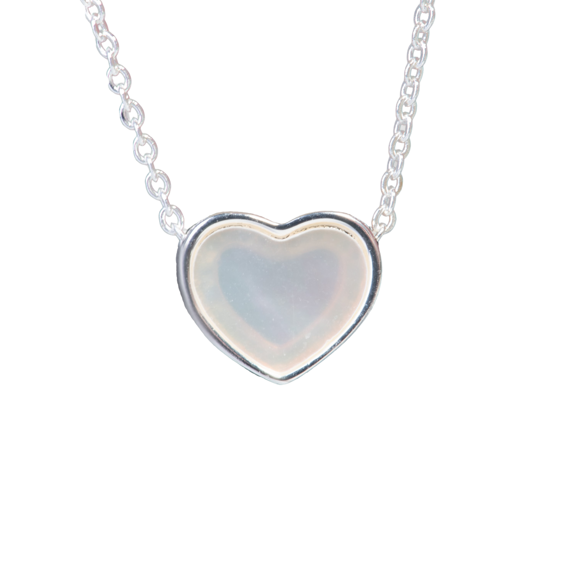 Heart mother of pearl necklace in silver