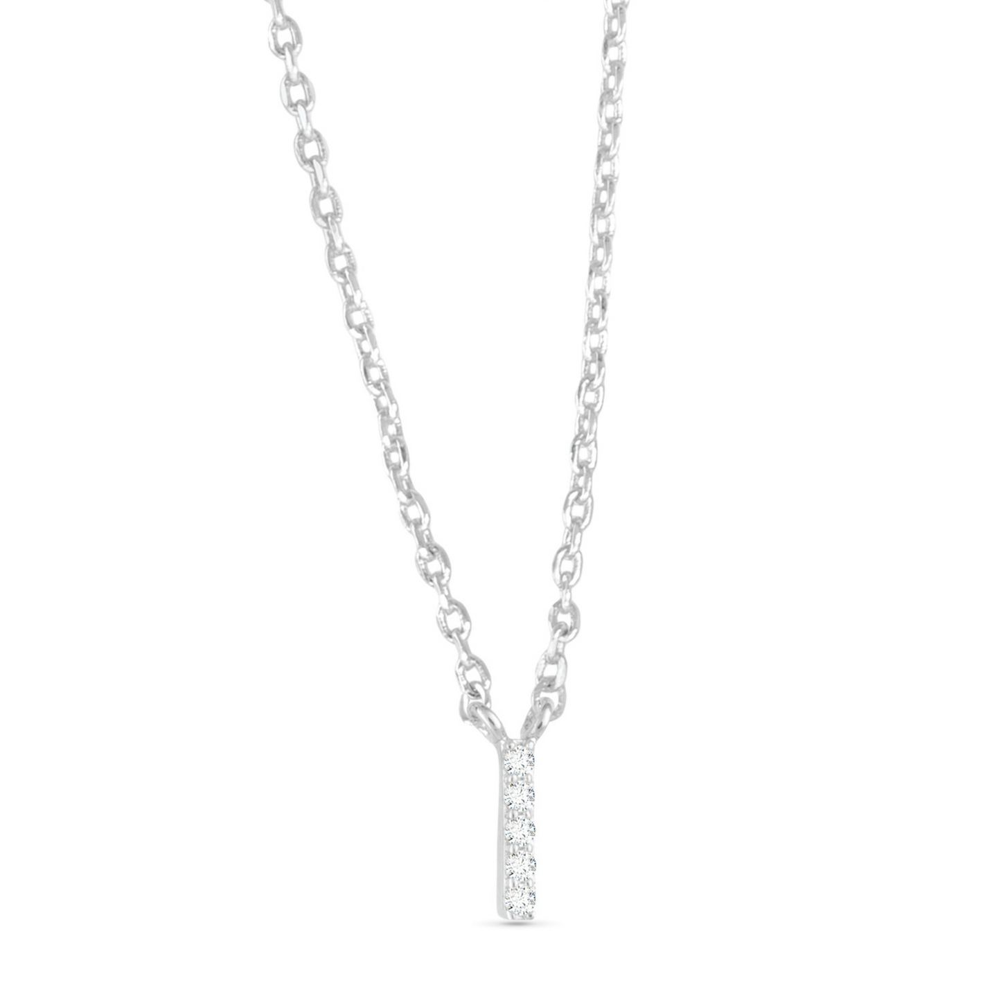 Silver CZ Initial necklace (I)