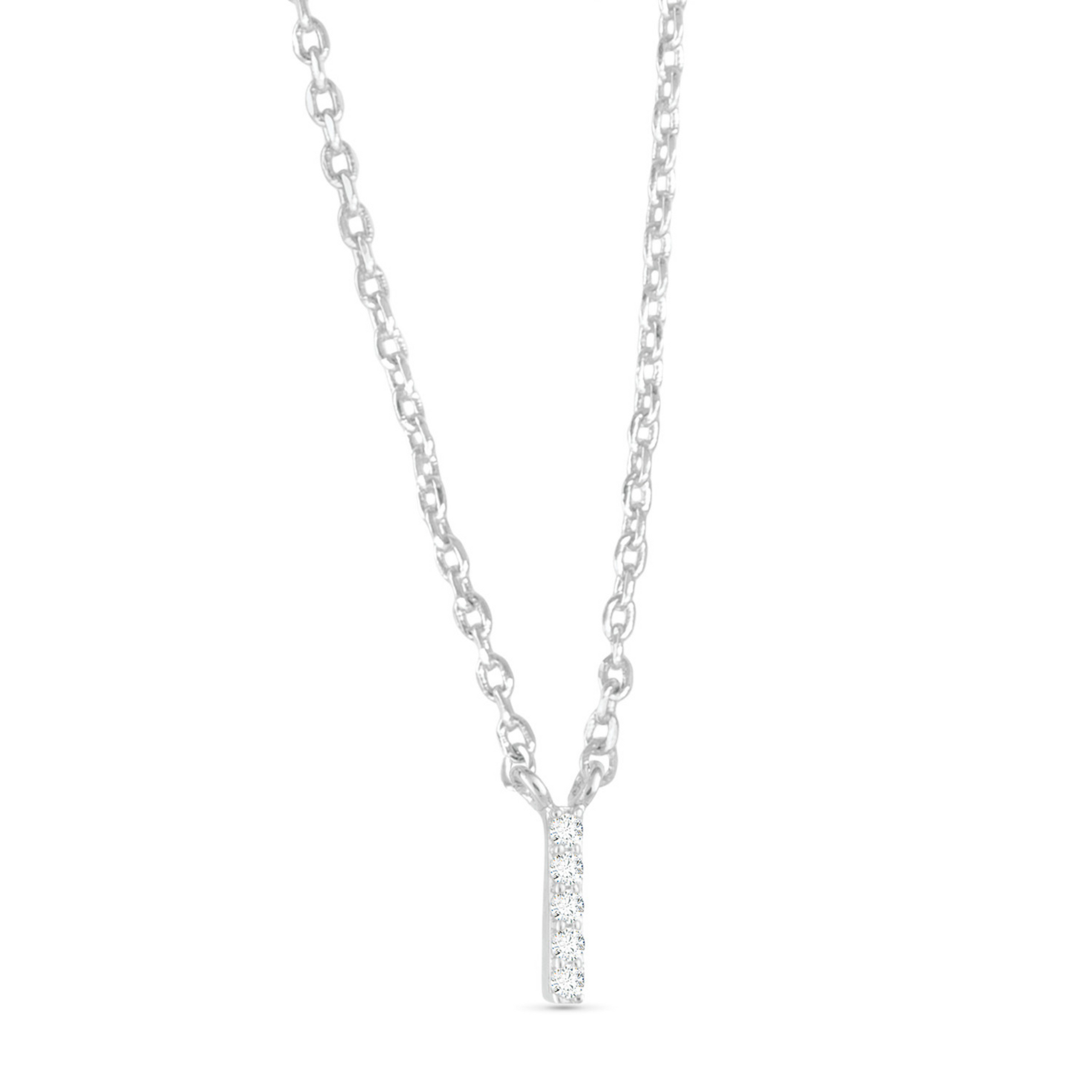 Silver CZ Initial necklace (I)