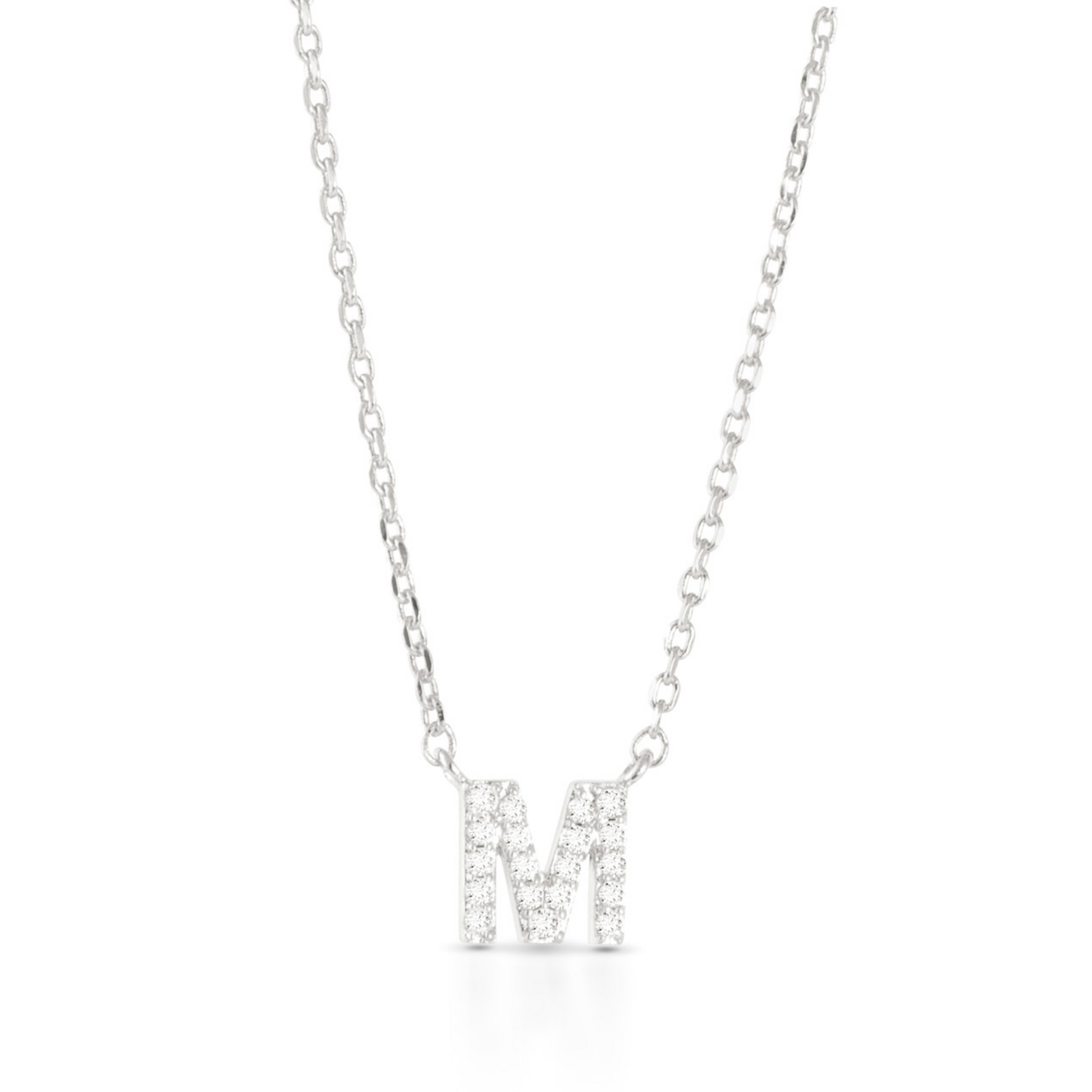 Silver CZ initial necklace (M)