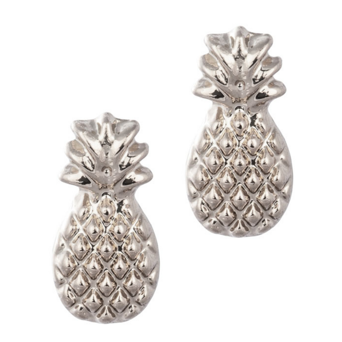 silver color pineapple stud earrings