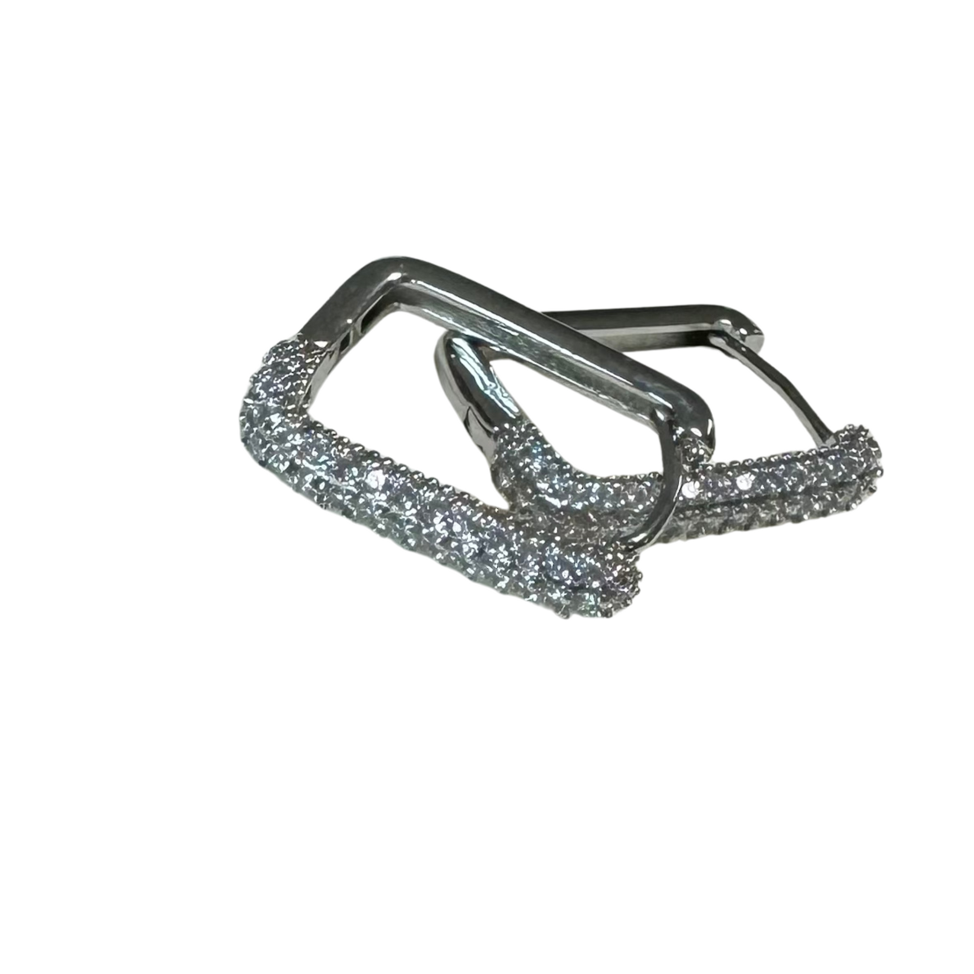 Square rhinestone hoops in silver