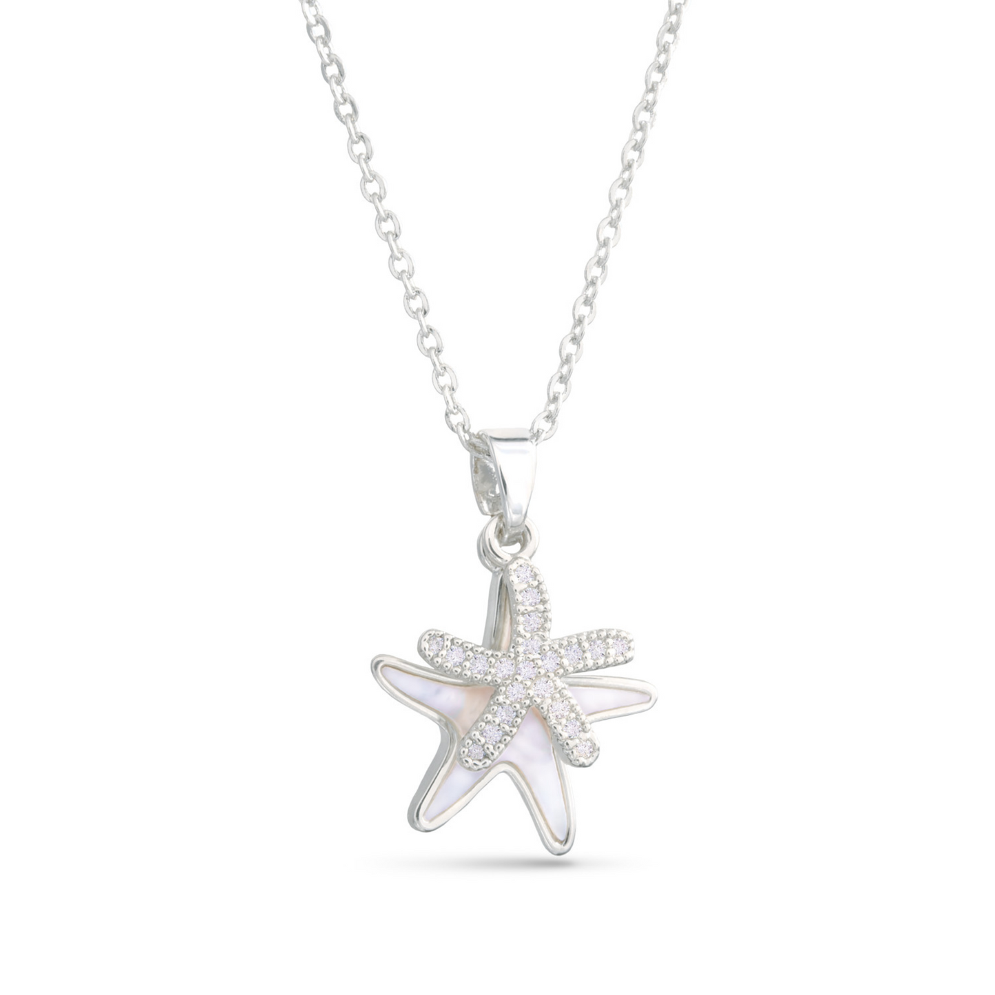 Double starfish necklace in silver