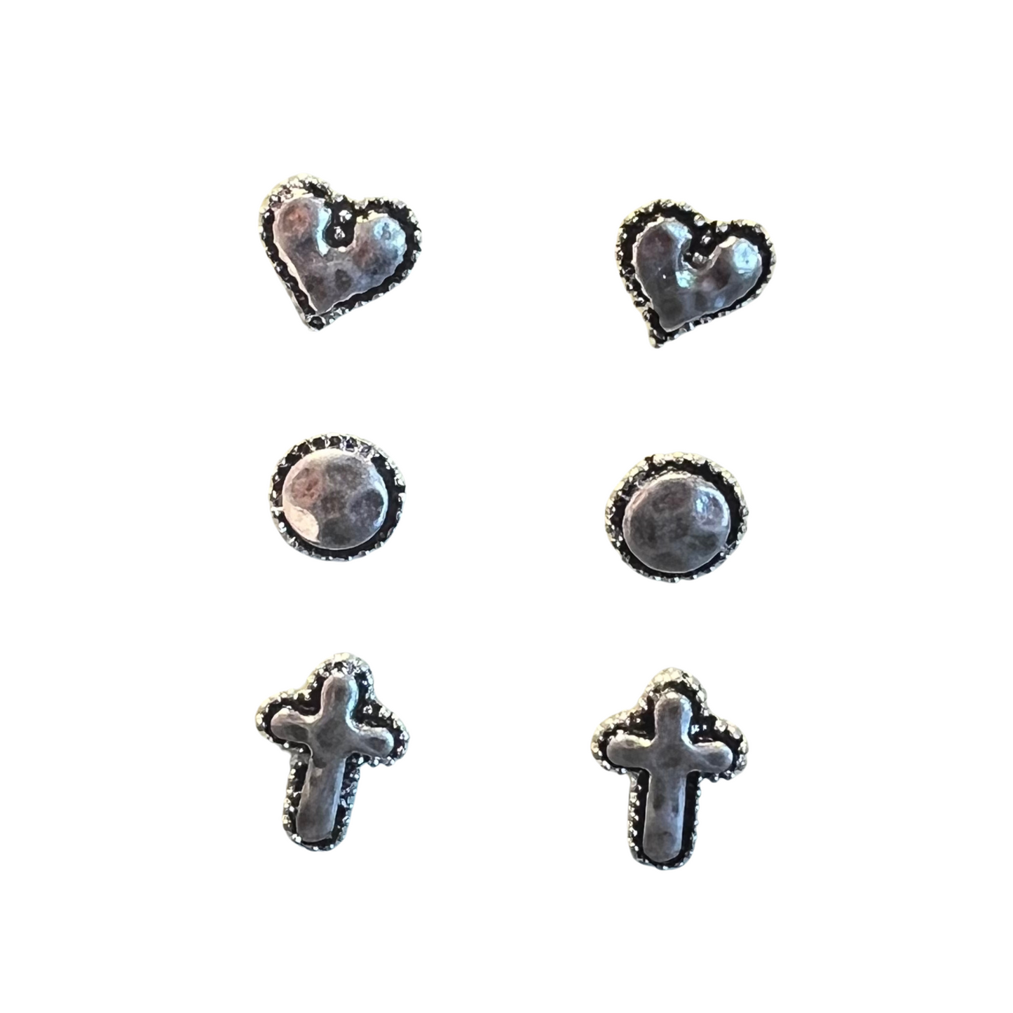 Set of 3 silver stud earrings