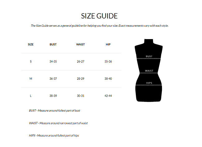 Allie Rose Size Chart