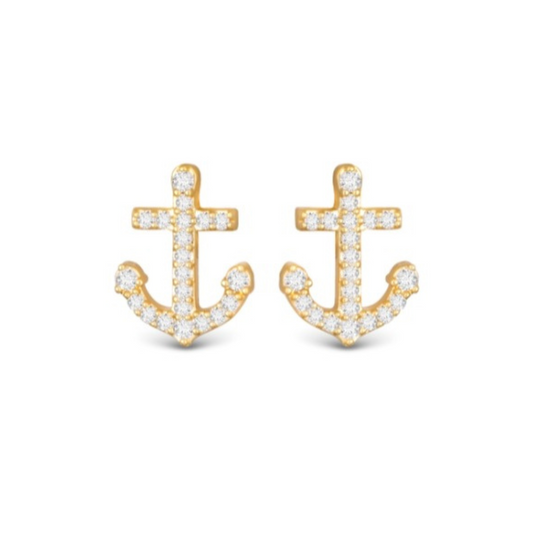 Small Gold Anchor Earrings
