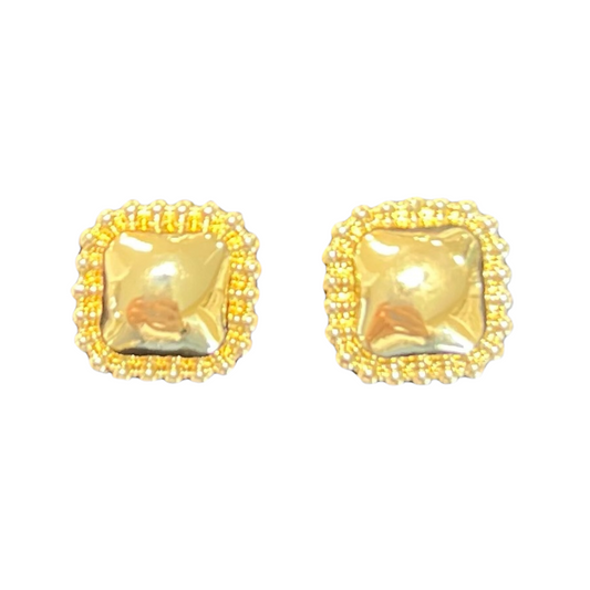 Expertly crafted with gold and accented with delicate gold beads, these Small Square Studs are the perfect accessory to elevate any outfit. The timeless design and high-quality materials make them a must-have for any jewelry collection. Add a touch of elegance to your style with these stunning studs.