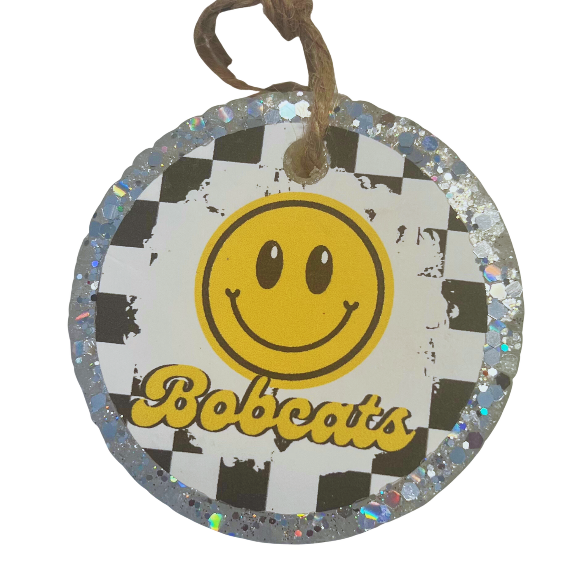Bobcat themed car freshie with Smiley face. Available in Volcano and Sweet Grace scent