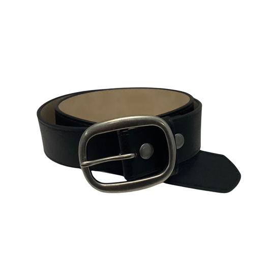 This Solid Belt Pewter Buckle is a stylish choice for any wardrobe. It features a classic style with two colors of brown and black, and a silver buckle. Perfect for dressier occasions, this belt will make an impression.