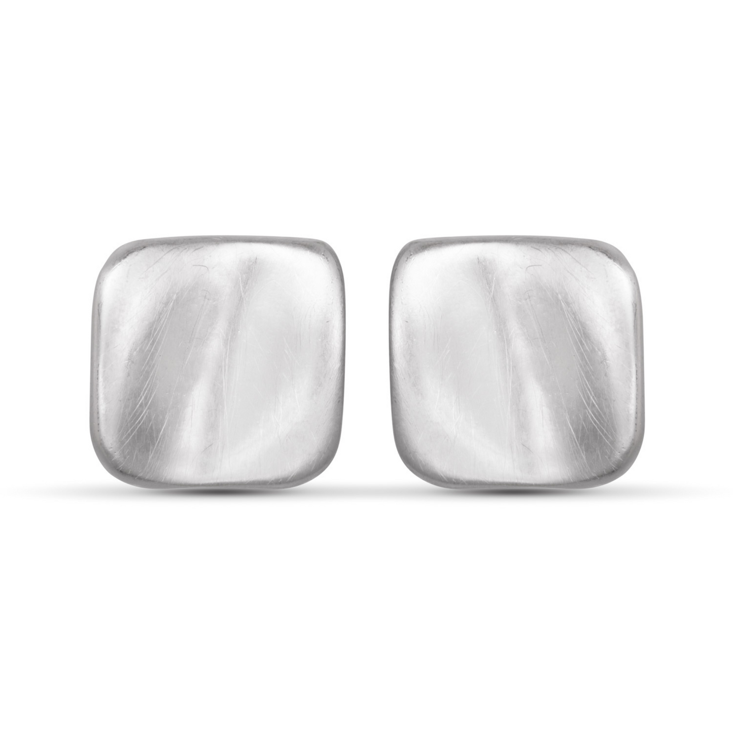 Add a touch of elegance to any outfit with Mia Creased Square Studs. These silver stud earrings feature a sleek matte finish and a unique square design that will elevate your style. Made for everyday wear, these studs are the perfect combination of sophistication and simplicity.