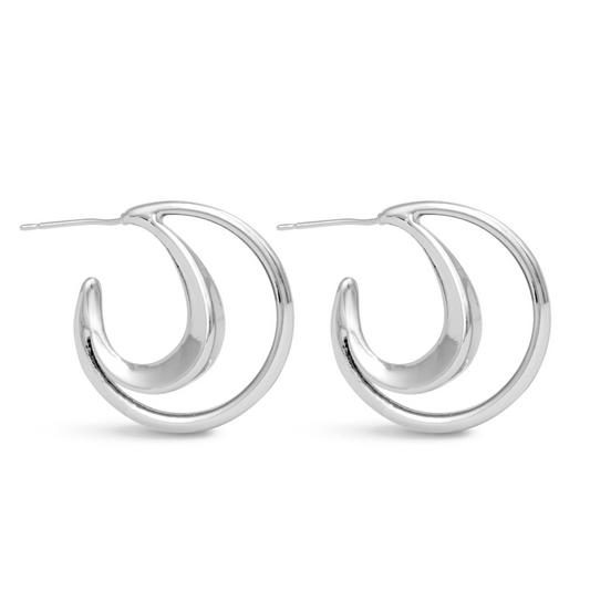 Enhance your summer style with our Summer Double Hoops. Made with sleek silver and a unique double hoop design, these earrings feature a polished finish for a sophisticated touch. Elevate any outfit with these statement hoops.