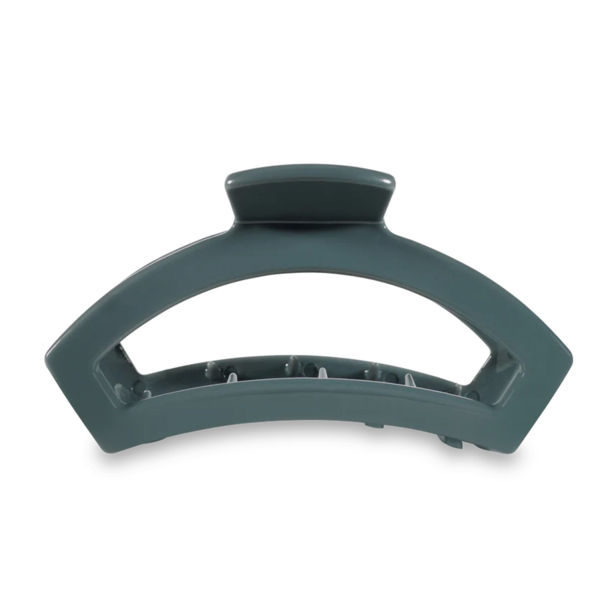 Crescent shaped open design hair claw in storm blue