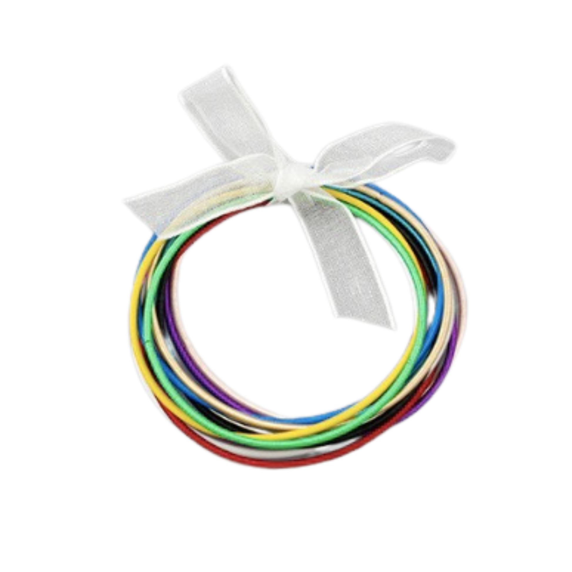 Add a splash of color to your wardrobe with these fashionable stretchy bangles. The corded multi-strand design features multiple colors, including pink or rainbow, for a unique look. Whether you're going to a special event or just want to add some flair to your everyday style, these bangles are the perfect accessory.