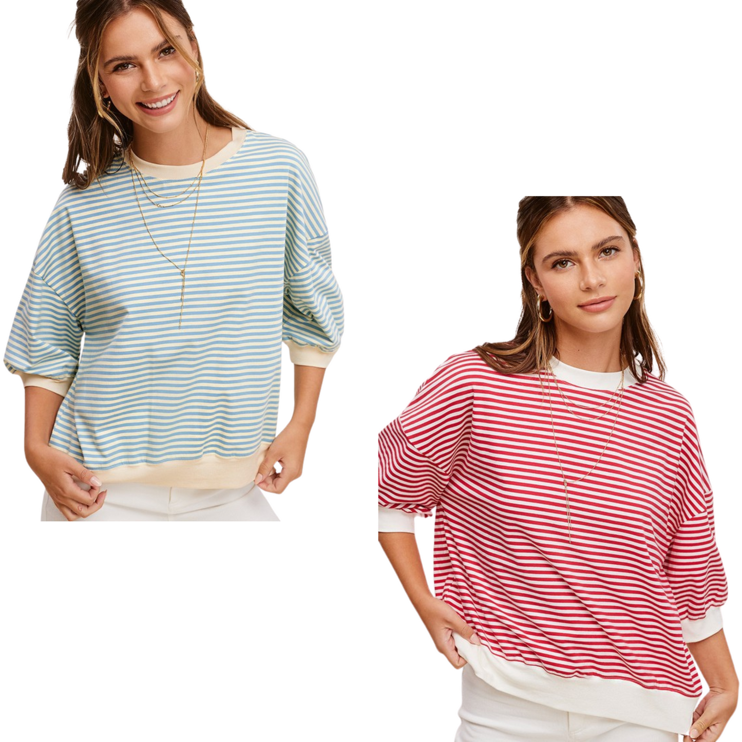 So cool and classic, this timeless crewneck top is featured in an oversized, slouchy silhouette and staple striped print. Lovely for layering or styling solo. Loose fit makes this perfect style for a loungewear too. Perfect with your favorite bottom and shoes for a variety look this season.