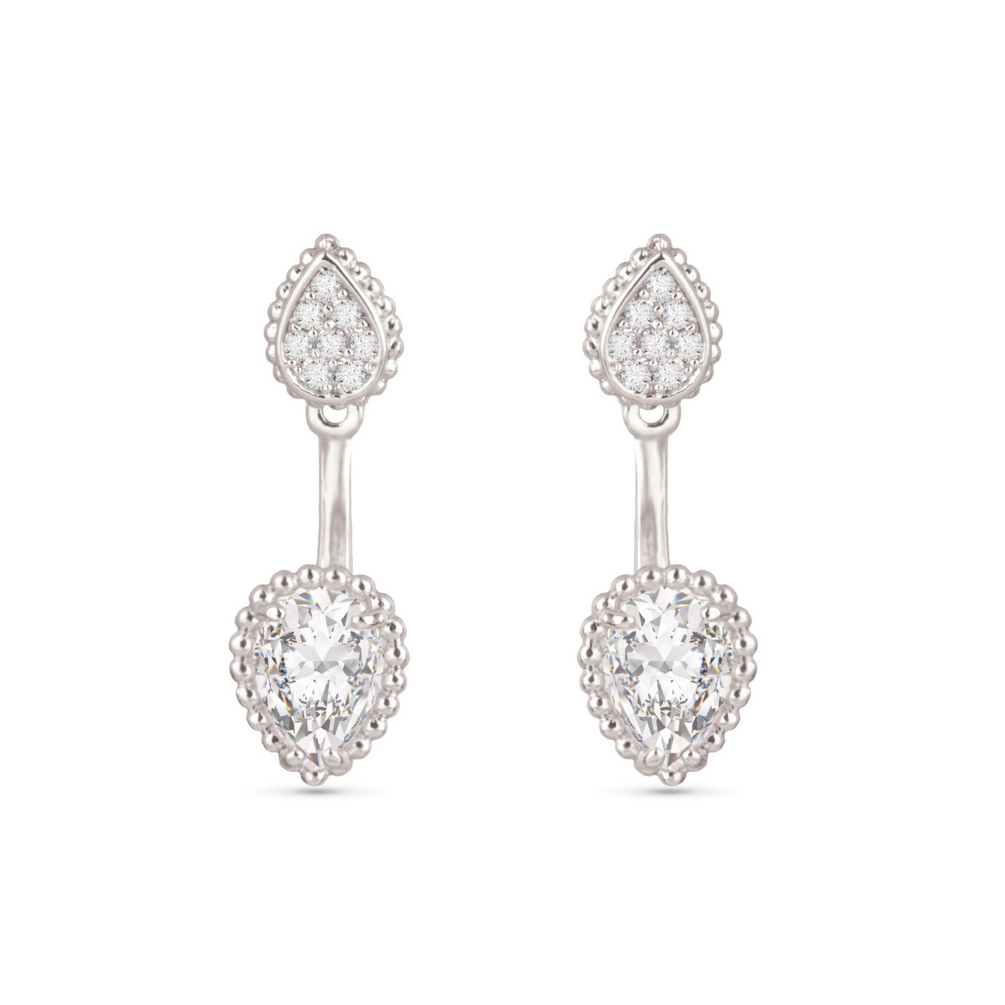 Elevate your style with these Pear Stud Dangle Earrings. Made with high-quality silver, these elegant dangle earrings feature stunning rhinestone accents, adding a touch of sparkle to any outfit. Perfect for any occasion, these earrings are a must-have for any fashion-forward individual.