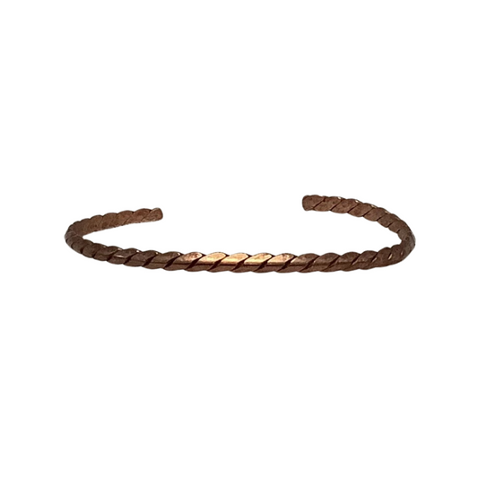 Give a unique style to your look with this stylish Super Thin Bronze Bangle. Crafted with a braided design, this bangle adds an eye-catching touch to your wrist and is sure to stand out in style. Made with premium bronze, it promises longevity.