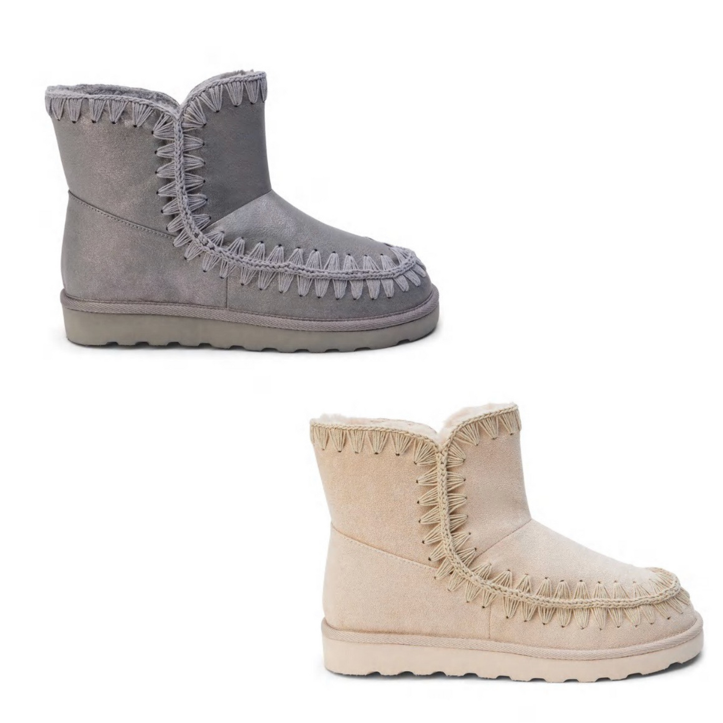 The Tahoe boot offers a stylish and comfortable wear with a fabric upper, pull-on style, and round toe. It has a vegan faux fur lined interior and padding insole for extra cushioning. Crafted with stitch detailing and a durable manmade outsole, this winter essential is designed to keep your feet warm. Available in Pewter and Vanilla color.