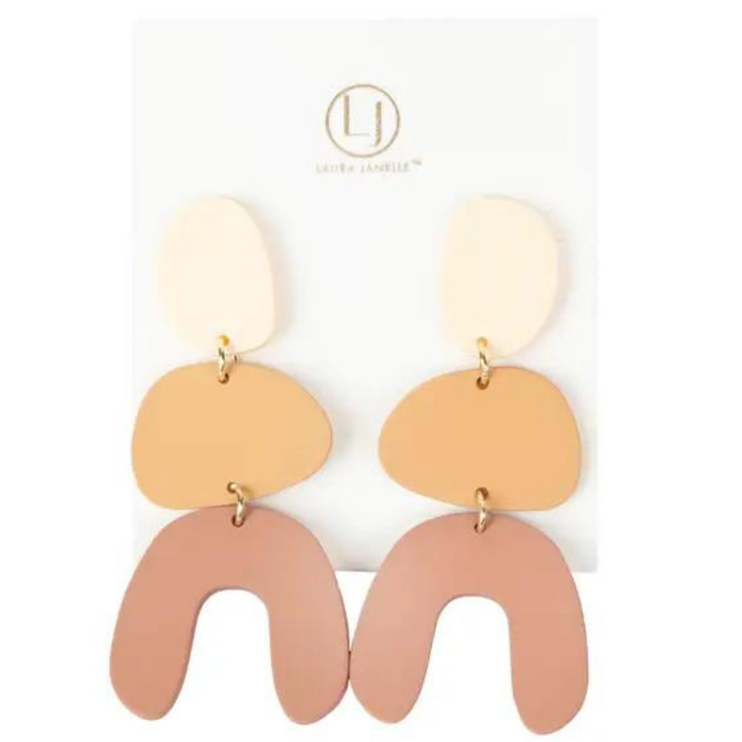 Clay arch dangle earrings in tan