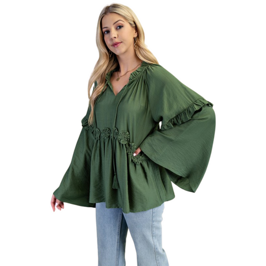 Tassel Neck Tie Top