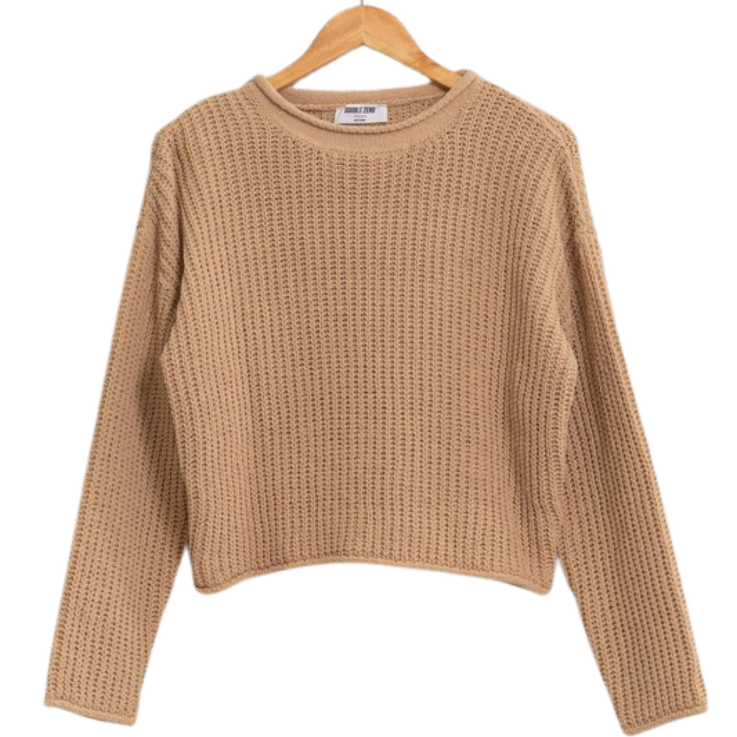 Knit Cropped Sweater in Taupe