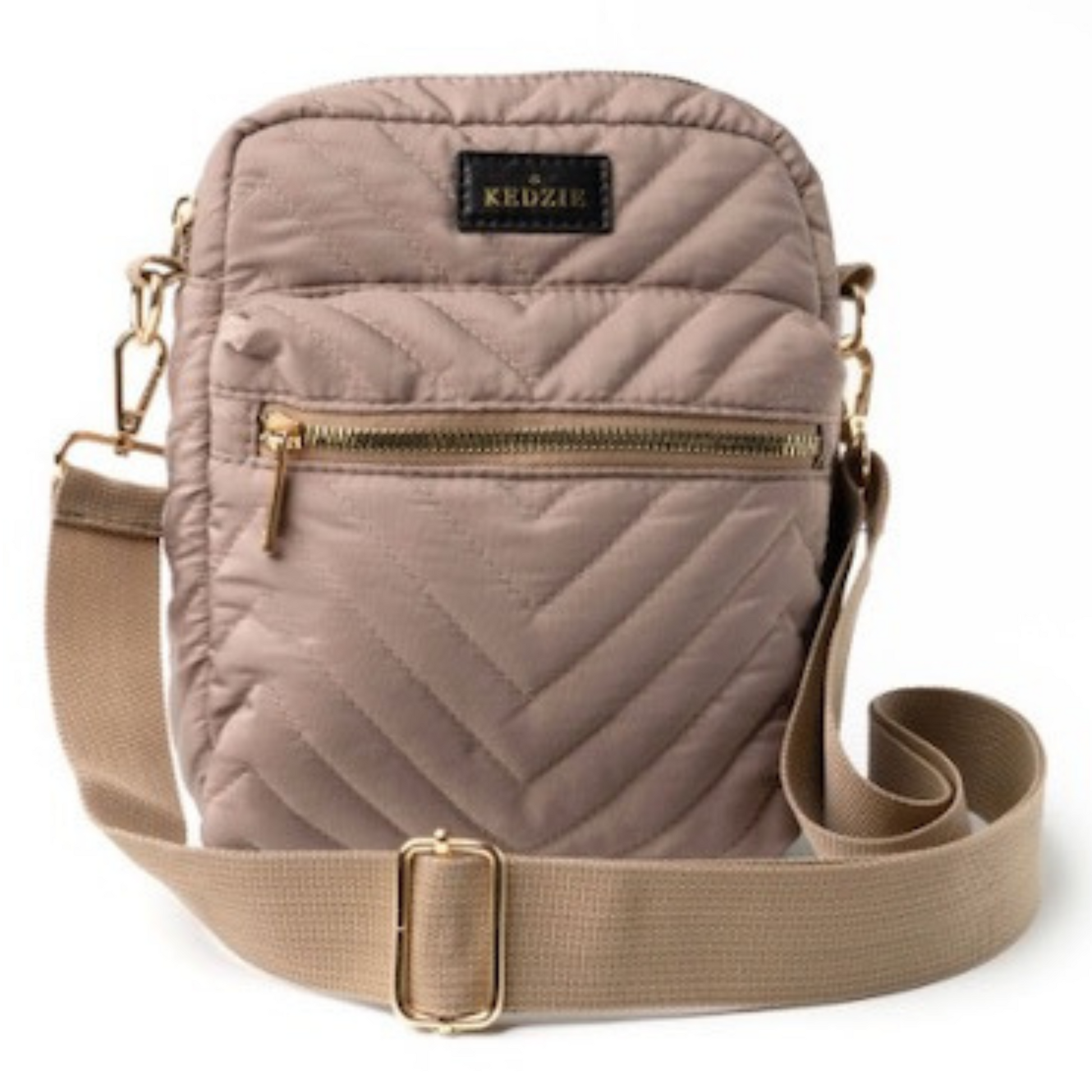 Kedzie quilted crossbody in taupe