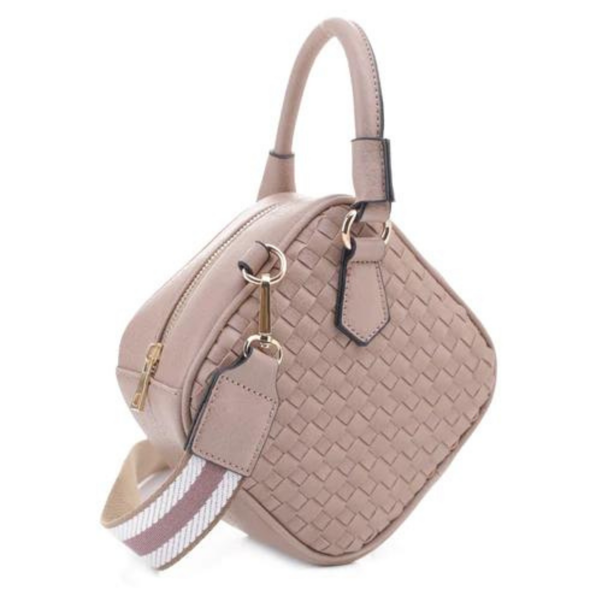 Rhombus woven crossbody bag in taupe