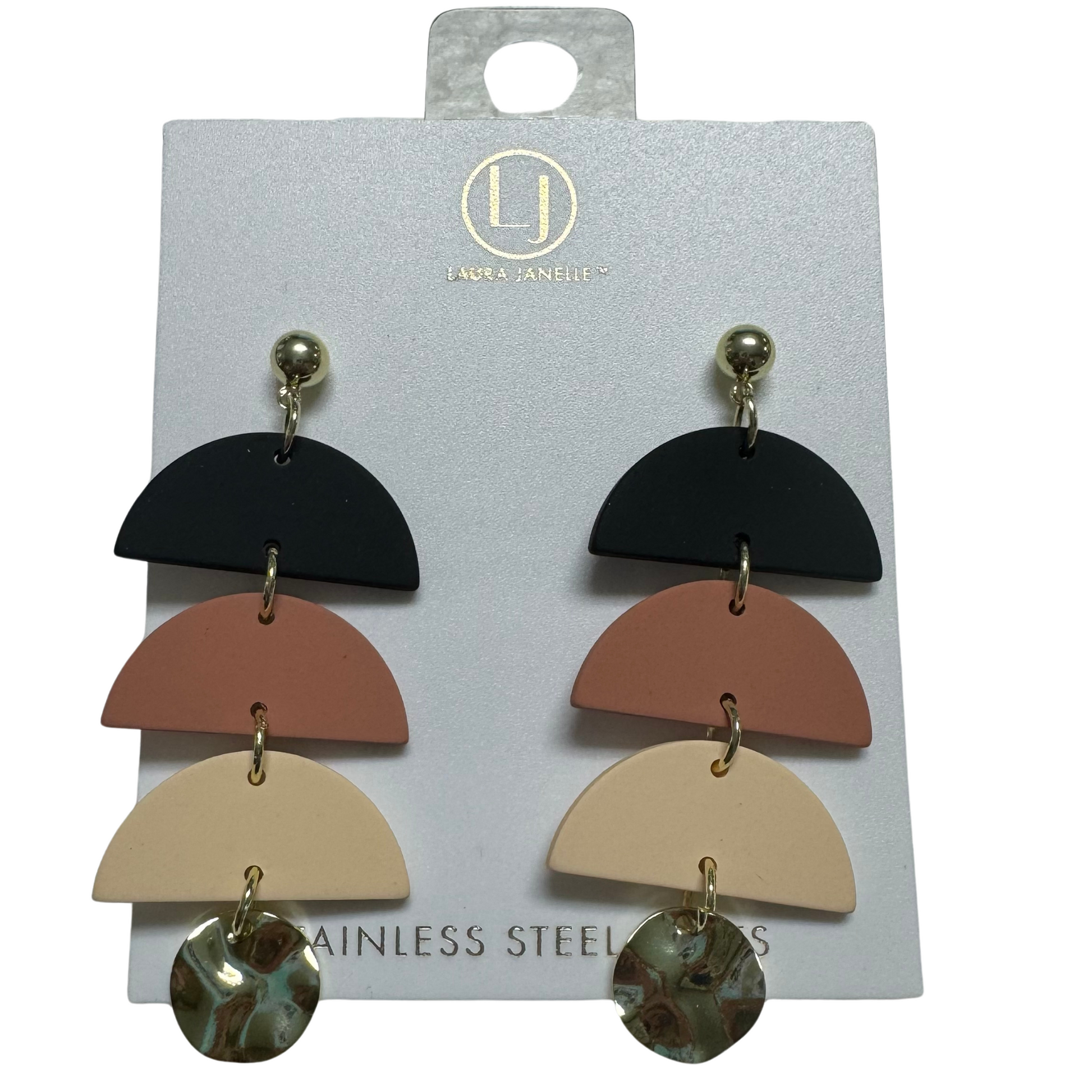 Half moon dangle earrings in terracotta color