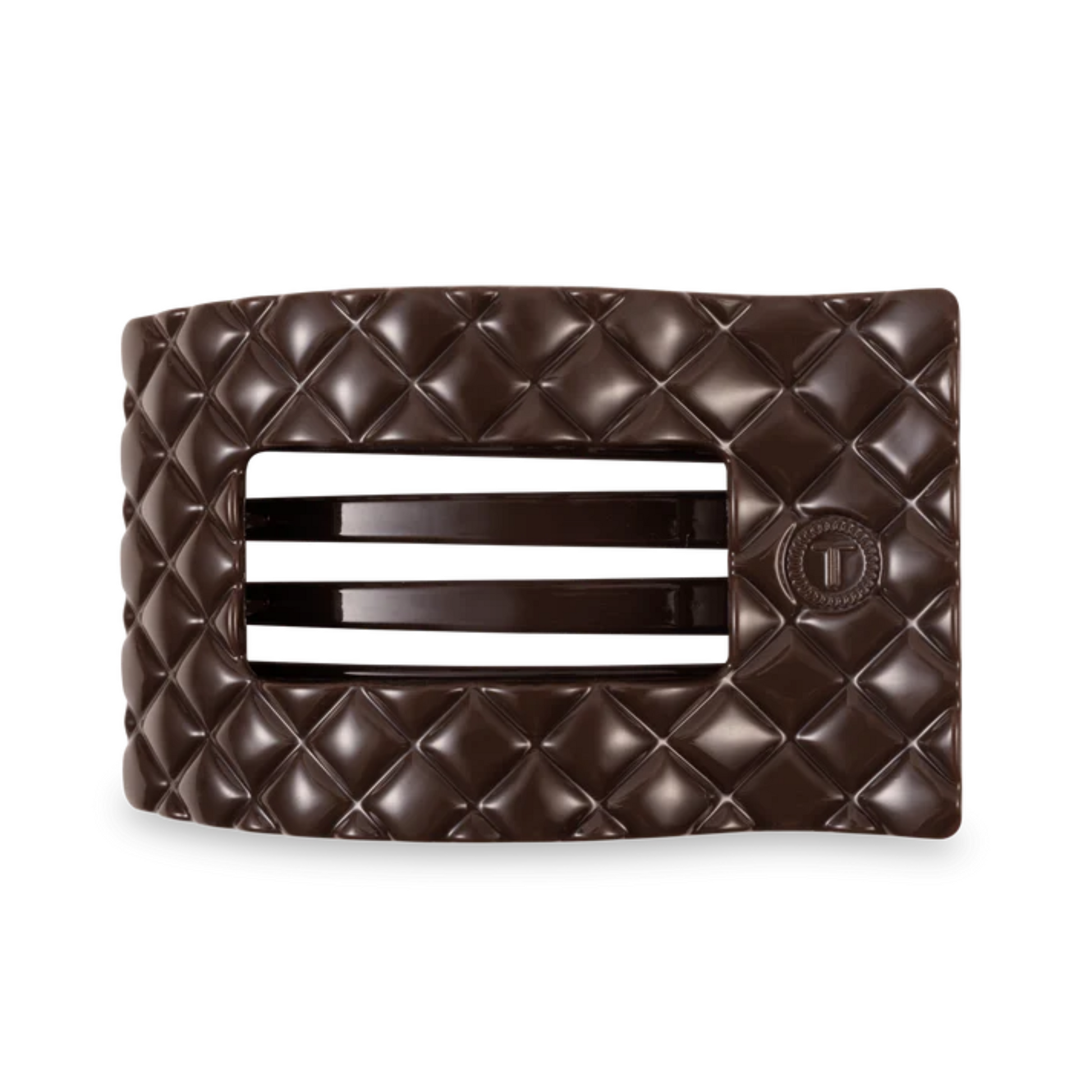 Medium Quilted Rectangle hair clip in truly taupe