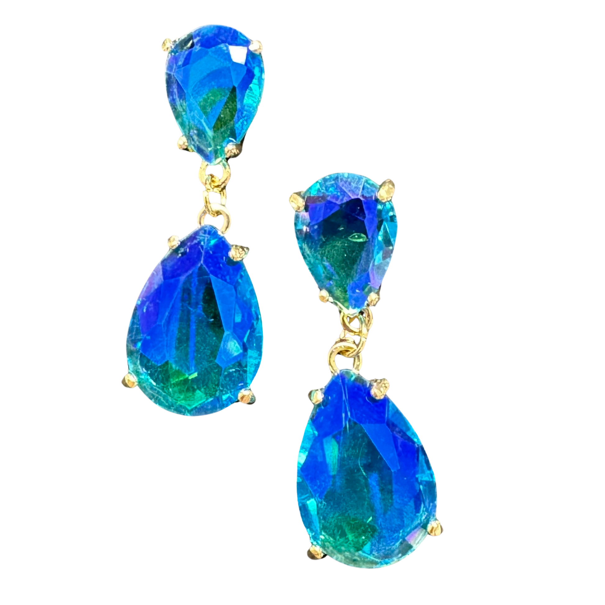 Colored Iridescent dangle earrings in turquiose