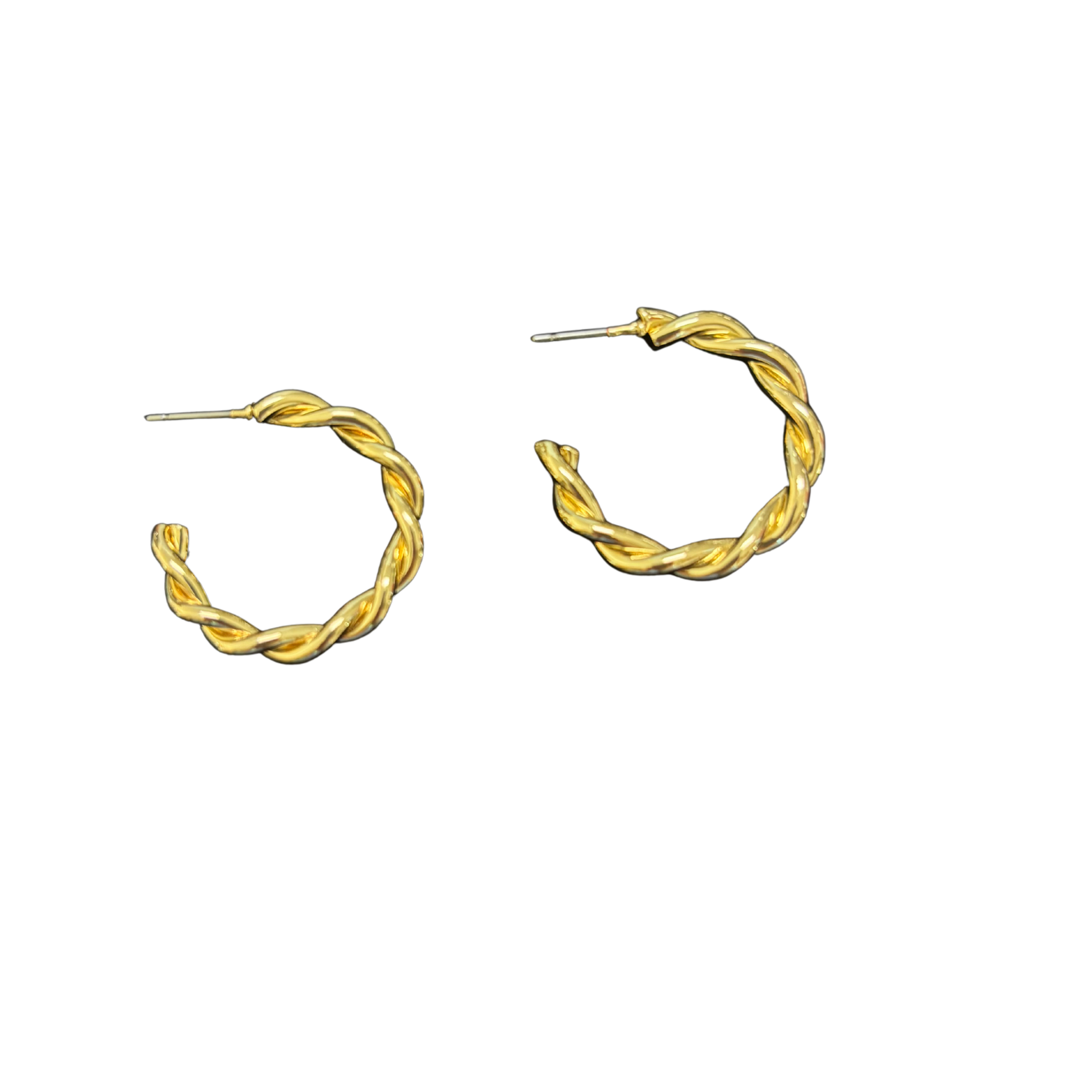 Elevate your everyday look with these Perdido Gems twisted hoop earrings, crafted in lustrous gold. The refined spiral design adds sophisticated dimension to any ensemble, while the compact size ensures comfortable all-day wear. Perfect for layering or wearing solo, these versatile hoops deliver timeless elegance with a contemporary twist. A wardrobe essential that transitions seamlessly from office to evening.