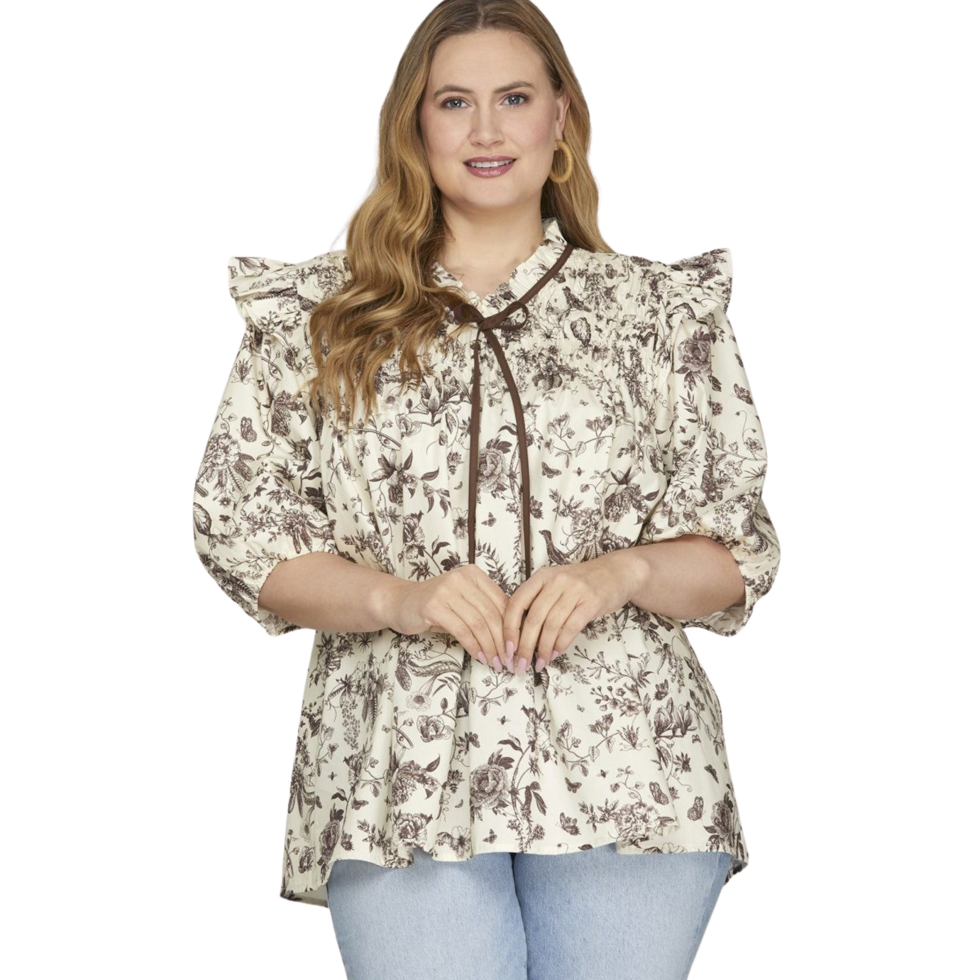 This half sleeve woven top from Mad Fit features a stylish vintage print in a rich brown tone, offering a sophisticated blend of classic design and modern comfort. Its breathable fabric ensures all-day wearability, while the detailed print adds a timeless aesthetic perfect for versatile styling. Ideal for those seeking a refined yet relaxed look, this top balances quality with distinctive character.