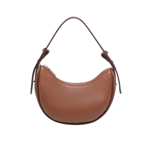 The Warsaw Adjustable Twisted Shoulder Bag by Jen &amp; Co. combines sophisticated design with practical functionality. Featuring a stylish two-tone tan and brown color scheme, this small shoulder bag offers adjustable straps for a perfect fit. Its compact size makes it ideal for carrying essentials while maintaining a polished, expert look suitable for any occasion.