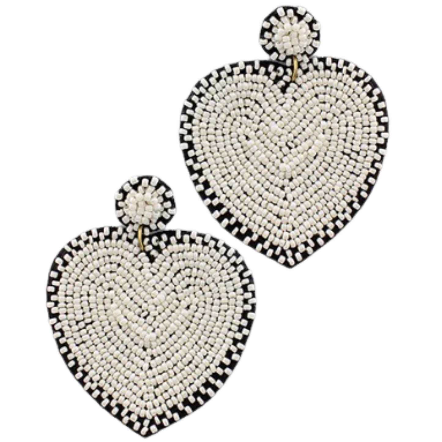 Beaded Heart Dangle earrings in white