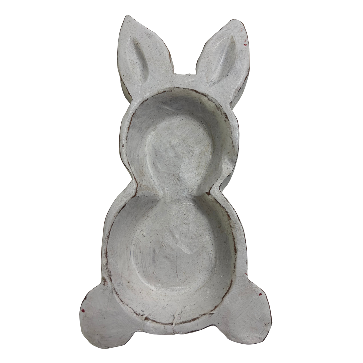 Wooden Easter Bunny Dish in white