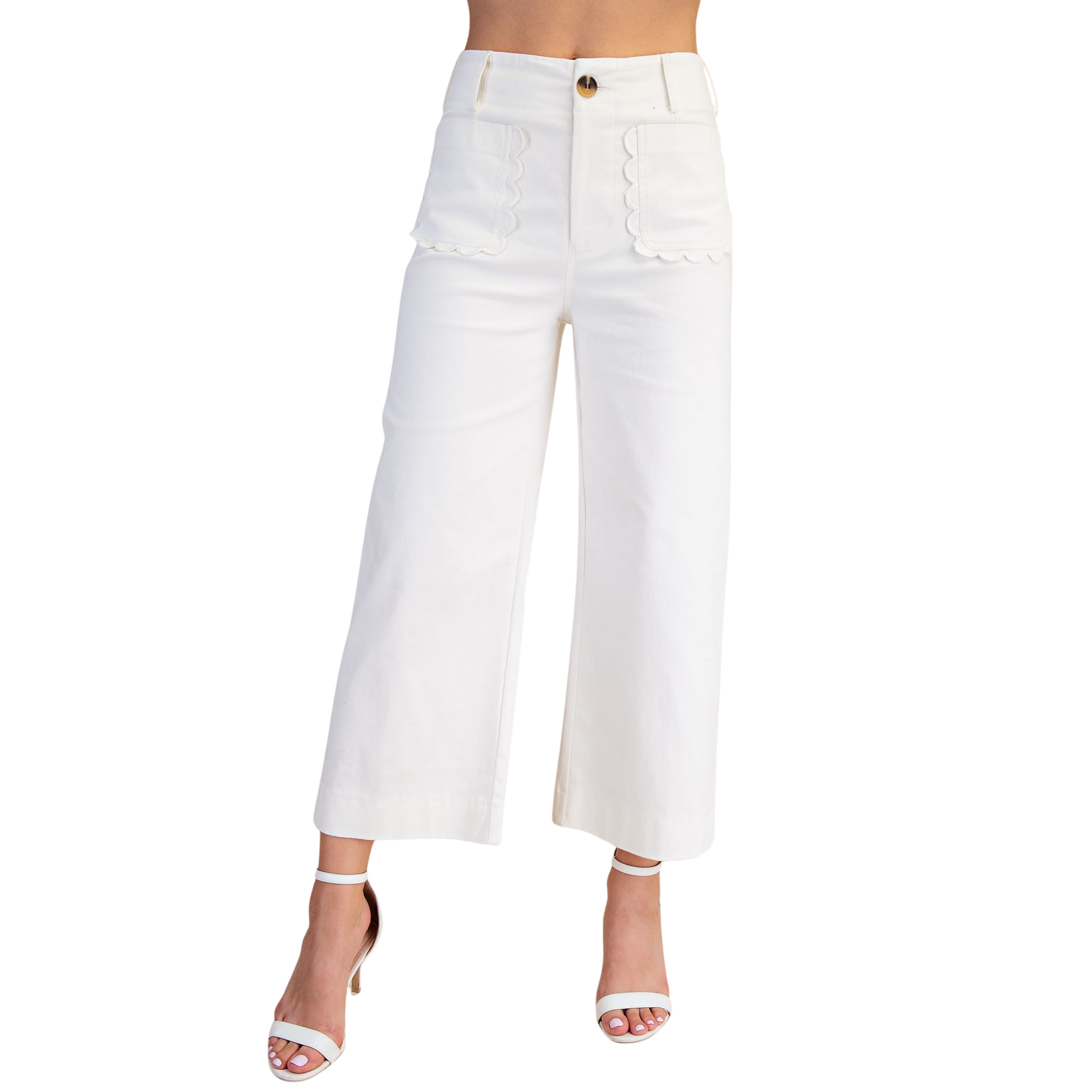 Colette Wide Leg Cropped Pants in white