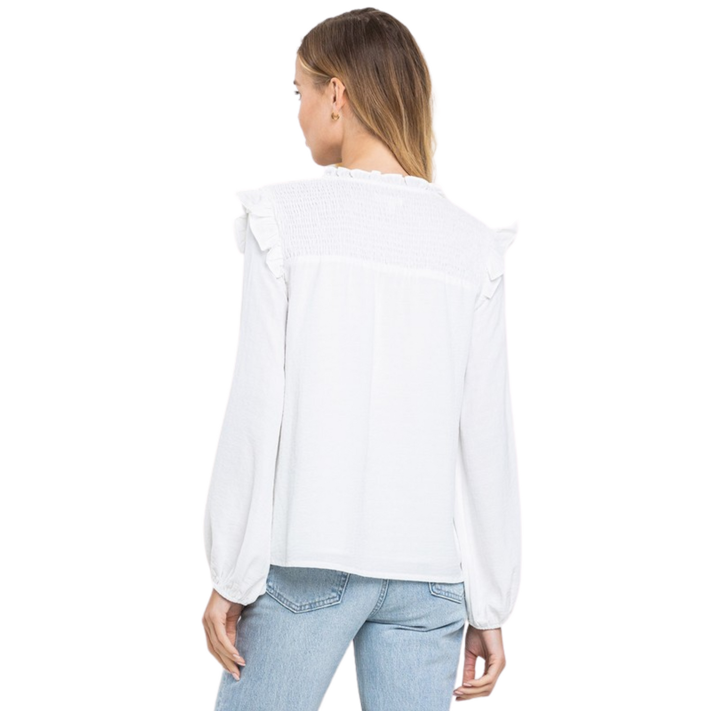 This TCEC white blouse features long sleeves and a lightweight fabric, offering breathable comfort for all-day wear. Its elegant tie-front design adds a modern touch, making it versatile for both casual and professional settings. Perfect for layering or wearing on its own, this blouse combines style and functionality with expert craftsmanship.