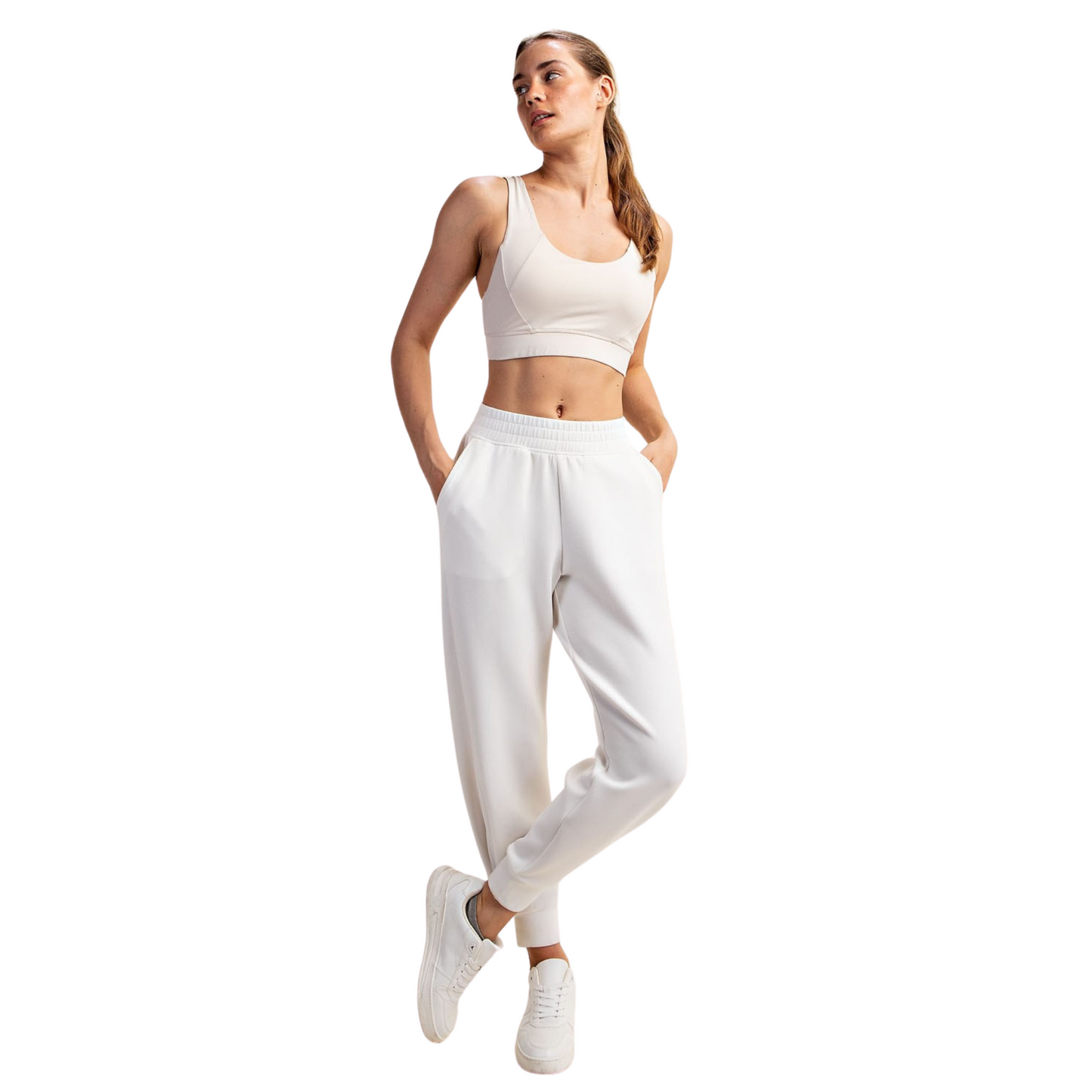 Full length jogger pants in white