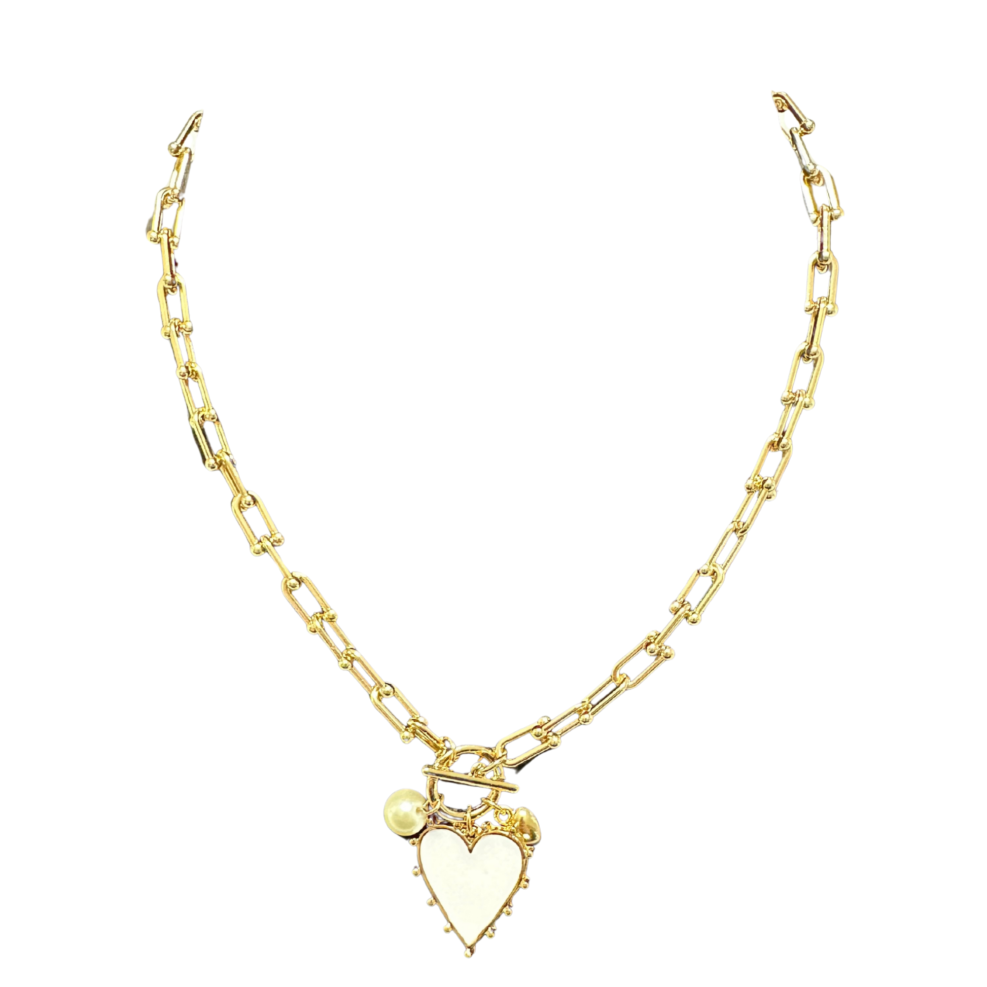 Colored Heart Necklace in white