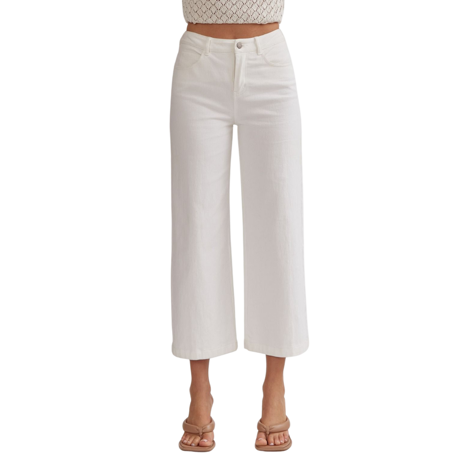 High waisted wide leg pants in white