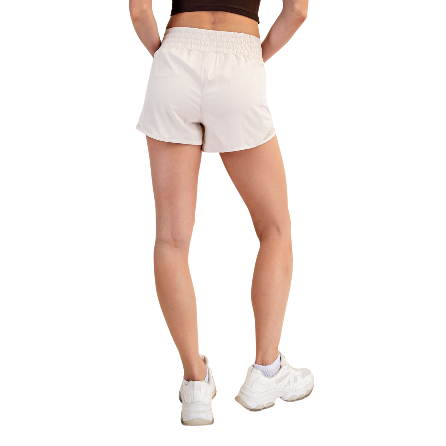 Active Shorts with mesh in white pearl