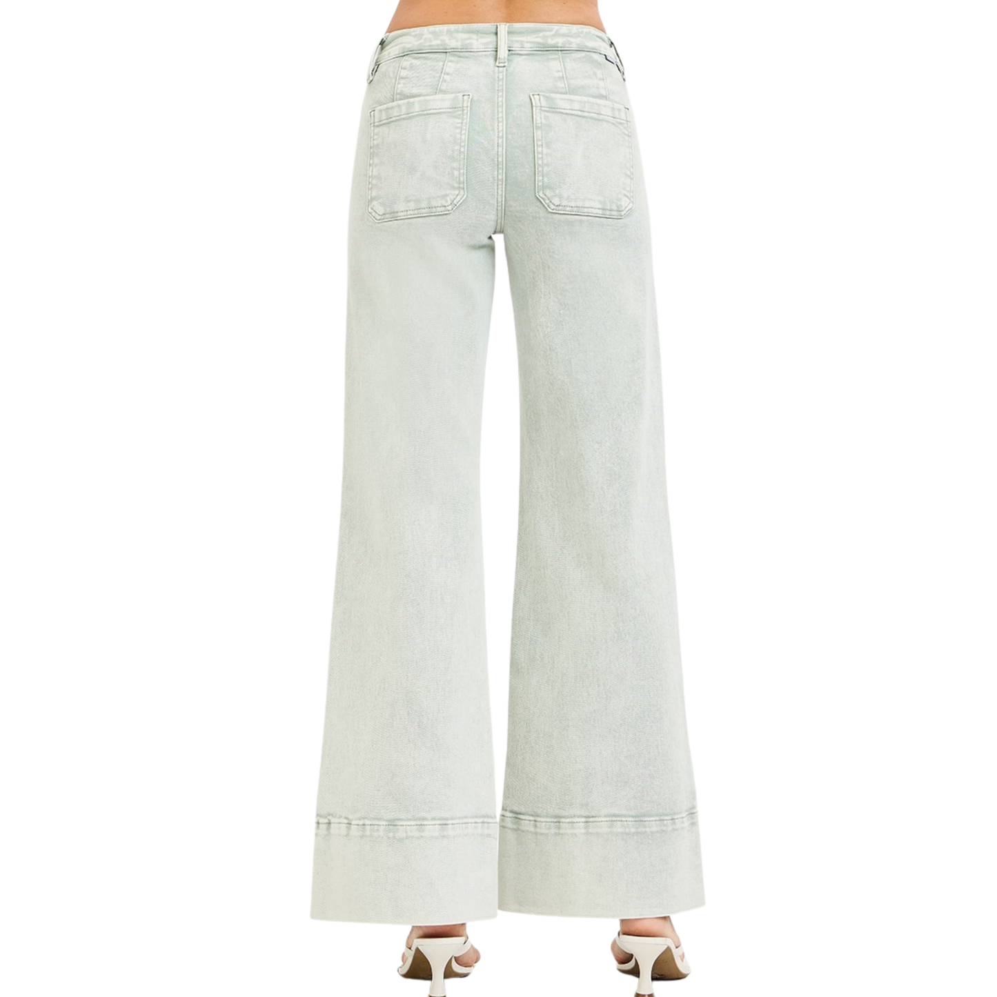 Effortless comfort meets contemporary style with these Mid Rise Wide Leg Jeans from Risen. Crafted in a soft pistachio hue with a mineral-washed finish, these jeans deliver a relaxed, on-trend silhouette. The wide-leg cut provides freedom of movement while the built-in tummy control offers subtle shaping and support throughout the day. Perfect for creating laid-back looks that feel as good as they look.