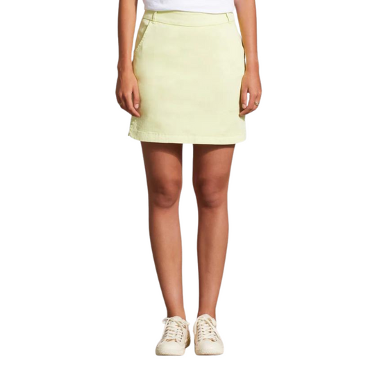 A piece that promises fashion-forward design that functions practically is a must-have, and this skort offers exactly that. We love the pull-on elastic waist, built-in shorts, slip front pockets, decorative back pocket, rounded side-slits, 17" length, radiant colorways, and stretch twill fabric that feels soft and smooth.