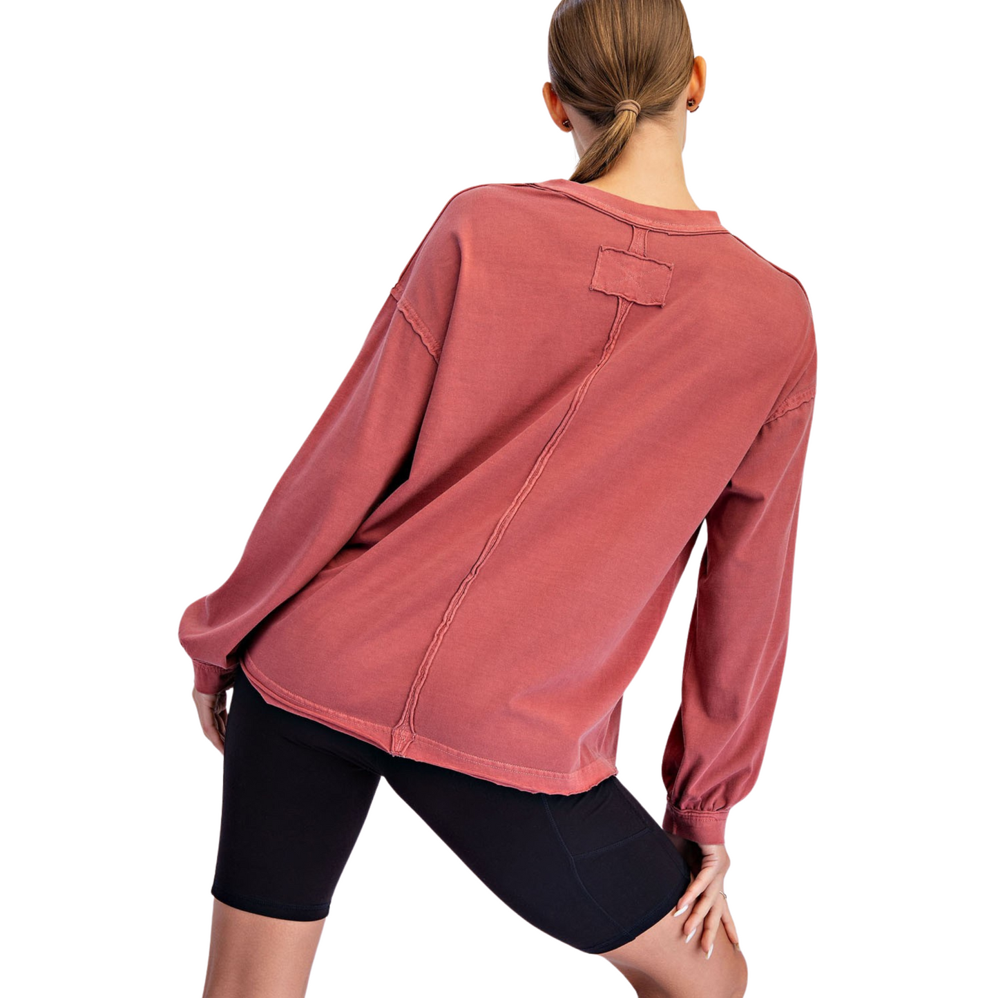 Pigment Washed Top in Winter Berry