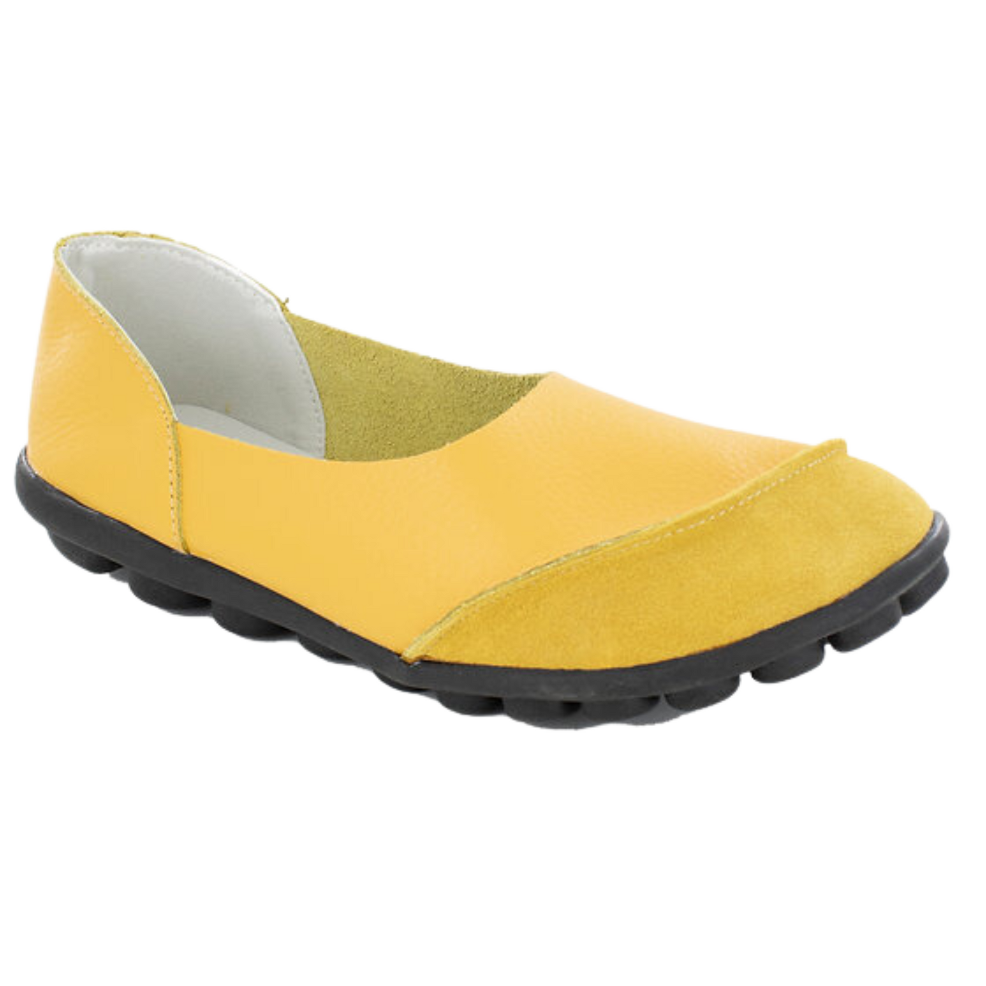 Casual leather flats in yellow