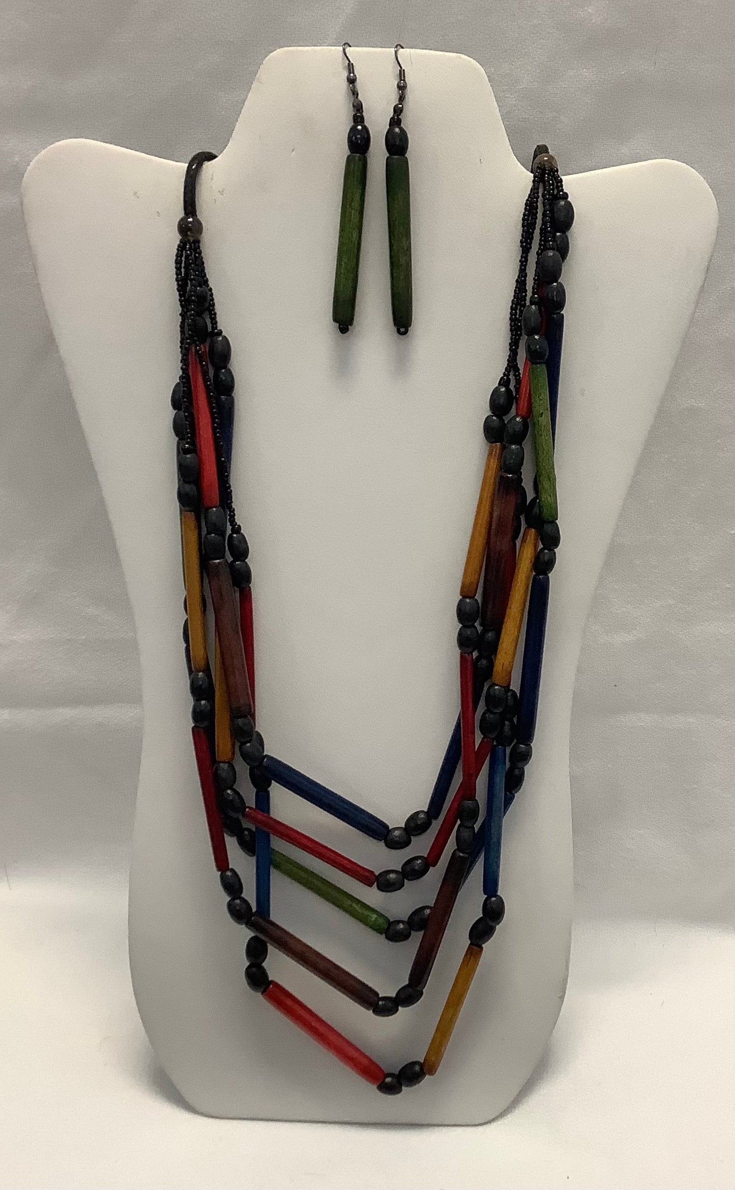 Multi-Color Bead Necklace/Earring Set