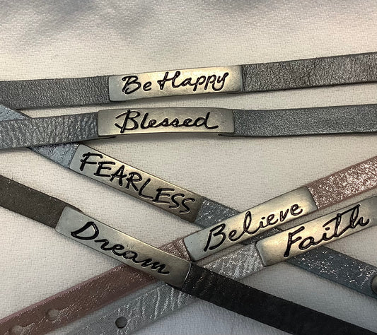 Leather Word Bracelets